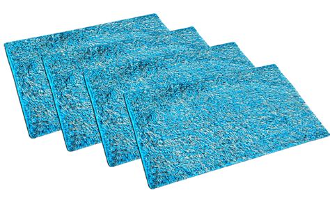 Kuber Industries Shaggy Velvet Anti Slip 4 Pieces Door Mat 16"x24"(Sky ...