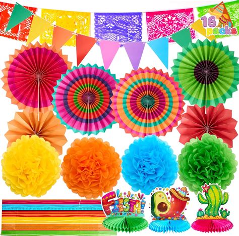 JOYIN 16 Packs Fiesta Party Decorations, Mexican Themed Supplies for ...