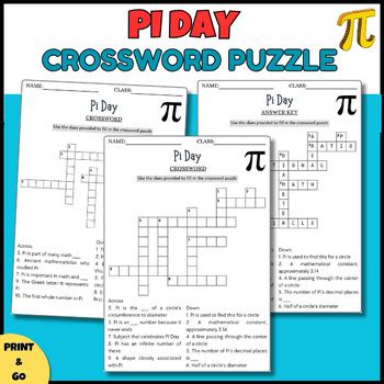 Pi Day Crossword Puzzle Worksheets 2nd-5th Grade Activities : Pi Day ...