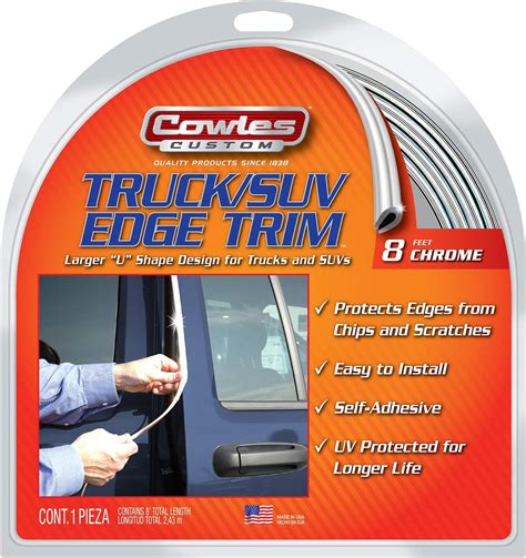 Amazon.com: Cowles Custom - 8 ft of Chrome Truck/SUV Door Edge Guards, U-Shape PVC Edge Trim ...