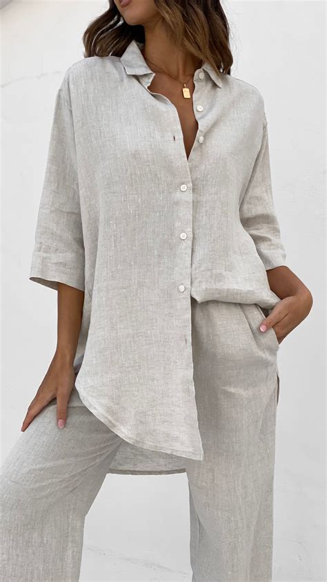 Lounge Linen Longline Shirt - Natural - Buy Women's Shirts - Billy J ...