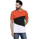 Kalt Men's Half Sleeves Multicolour Polo Neck Cotton Blend Colour Block ...