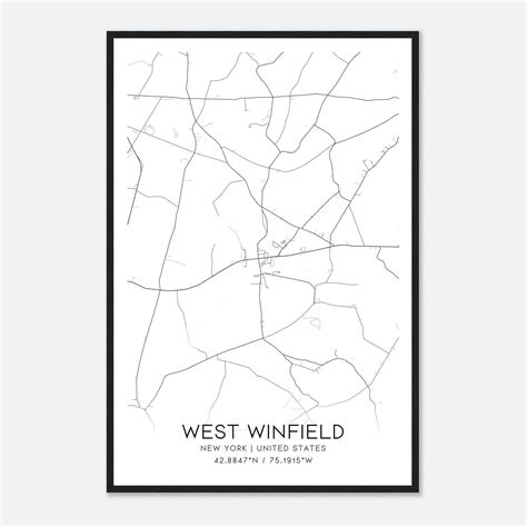 West Winfield New York Map Poster, Modern Home Decor Wall Art Print ...