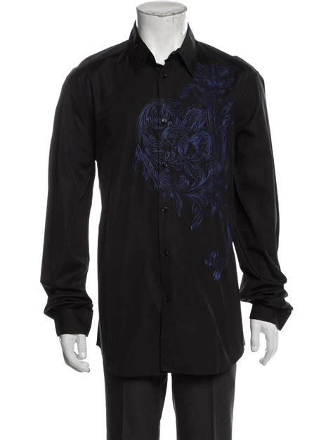 Versace Striped Long Sleeve Dress Shirt - Black Dress Shirts, Clothing ...