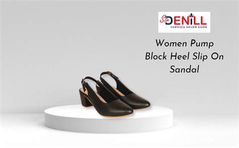 Denill Women Pump Block Heel Slip On Sandal (Black, numeric_3) : Amazon ...