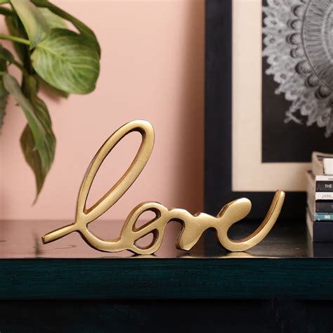 Buy Handmade Gold 'Love' Free Standing Showpiece Online On Zwende