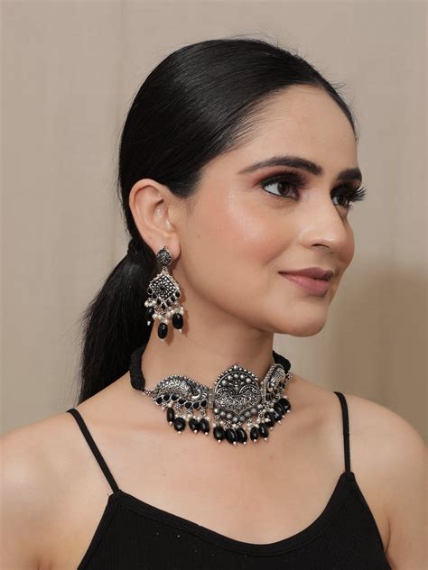 Princess Crown Choker Necklace Set with Stones and Statement Earrings ...