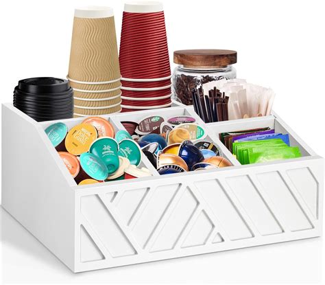 Amazon.com: Acacia Wood Coffee Station Organizer for Countertop - 7 ...