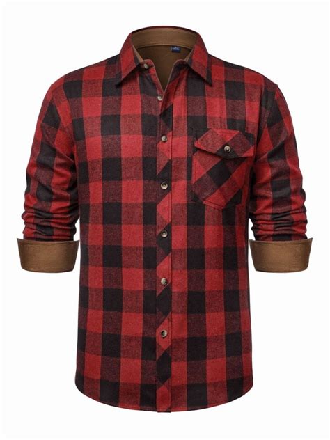 Alimens & Gentle Mens Flannel Shirts Casual Long Sleeve Button Down ...