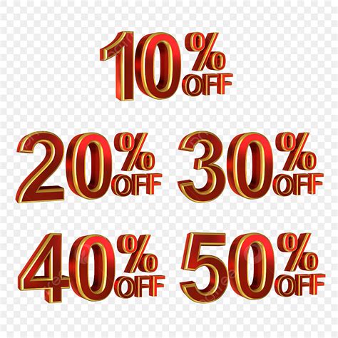 20 Percent Off Vector PNG Images, 50 40 30 20 10 Percent Off Red And ...