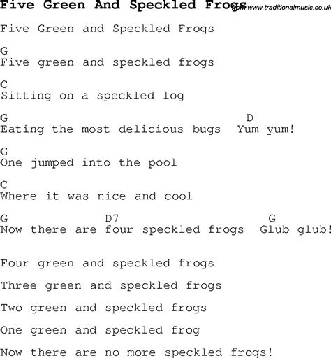 Childrens Songs and Nursery Rhymes, lyrics with easy chords for Five ...