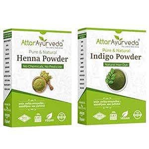 Attar Ayurveda Natural Dye for Black Hair (Henna and Indigo powder ...