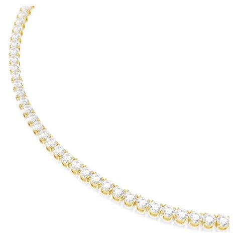Matrix Tennis necklace, Round cut, White, 18K gold finish | Swarovski
