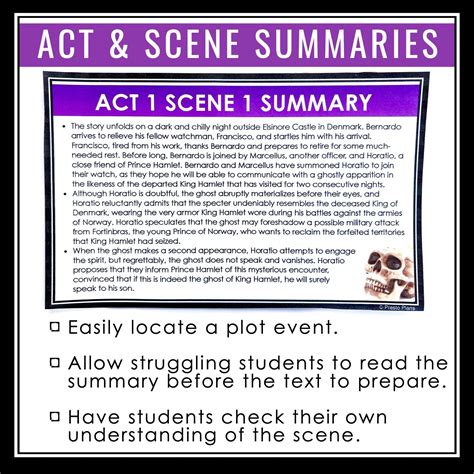 Hamlet Summary Act and Scene Cards - Plot Summaries for Shakespeare's ...