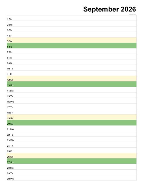 Free September 2026 Calendar | Printable PDF, XLS, PNG Formats