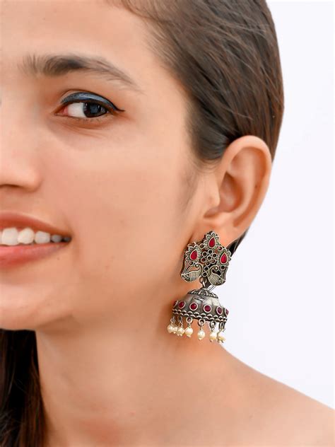 Buy Traditional Jhumka Oxidised Earrings for Women Online at Silvermerc ...