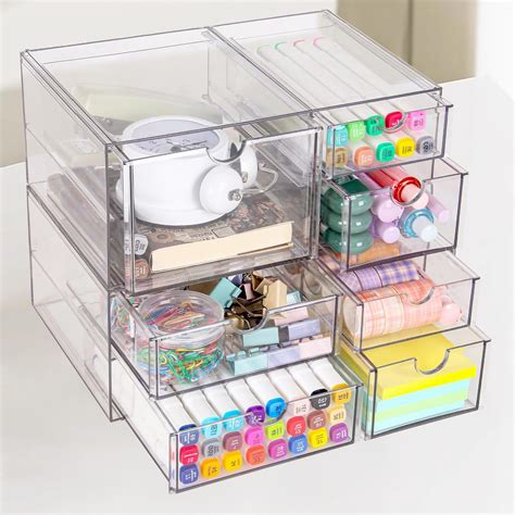Amazon.com: Desktop 3 Drawer Organizer, Transparent Plastic Drawer ...