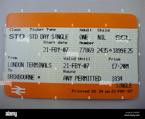 Rail Settlement Plan London Terminals Broxbourne single 2007 Stock ...