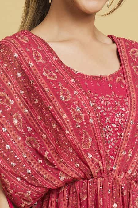 Buy Orange Viscose, Georgette, Crepe Sequins Round Neck Embellished ...