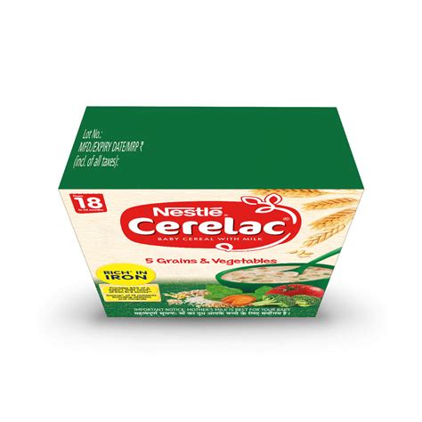 Nestle Cerelac Baby Cereal with Milk, 5 Grains & Vegetables, 18 to 24 ...