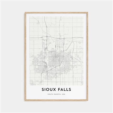 Map of Sioux Falls Print, Sioux Falls Map Gift, Sioux Falls Poster ...