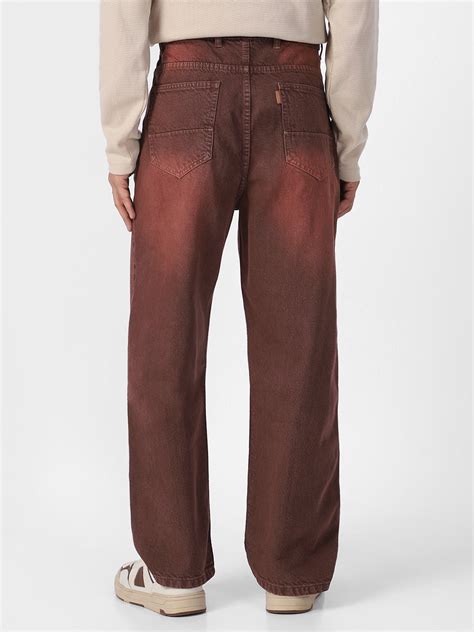 Men's Brown Loose Baggy Fit Washed Jeans Non-Stretchable – Urbano Fashion