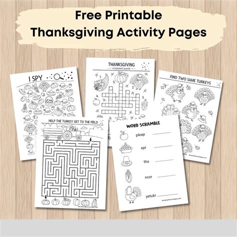 Free Printable Thanksgiving Activity Pages