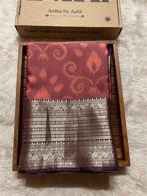 RADHIKA POCHAMPALLY - DARK BROWN DUAL TONE SAREE – AnikaByAabi