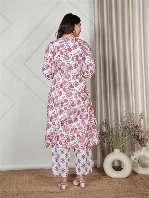 Buy Soft Cotton Floral Flared White Kurta TP8998T | Aramya