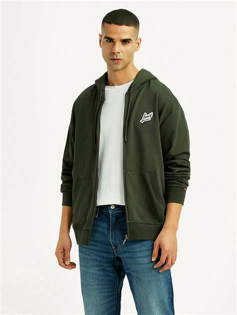 Men's Solid Dark Green Hooded Sweatshirt - Levis India Store