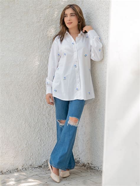 White Hand Painted Cotton Shirt