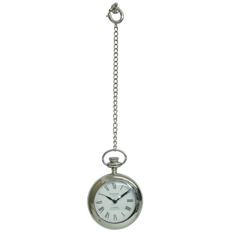 Castleton Home Oversized Round Pocket Watch Wall Clock on Chain ...