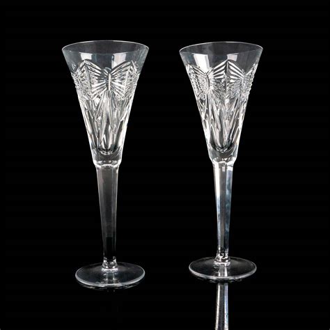 Pair Of Waterford Crystal Toasting Flutes, Love Auction