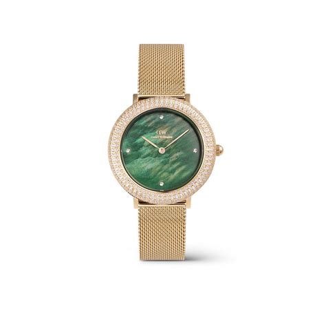 Buy Daniel Wellington Women Crystal Bezel Green Round Dial Analogue ...