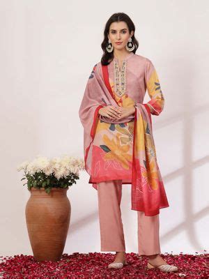 Buy Nayam by lakshita Floral Embroidered A-Line Linen Kurta and Palazzo ...