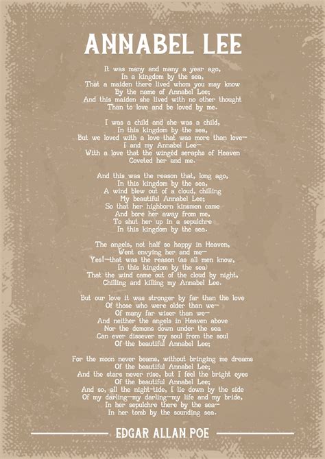 Edgar Allan Poe Annabel Lee Poem Art Print - Etsy UK