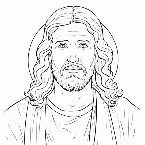 Jesus Christ Outline Colouring Illustration St | Premium AI-generated vector