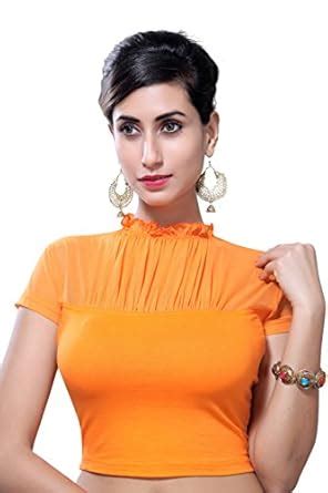 Buy Gargi Short Sleeve 4-Way Stretchable Blouse with Queen Collar Power ...