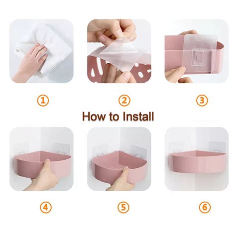 Corner Shelf Bathroom Kitchen Rack Self Adhesive Shower Caddy Plastic ...