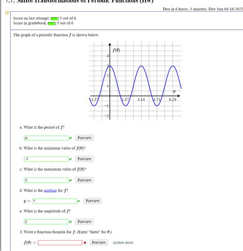 Score on last attempt: 5 out of 6 Score in gradebook: | Chegg.com
