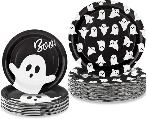 Amazon.com: Roshtia 200 Pcs Halloween Paper Plate Ghost Shape ...