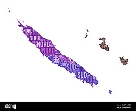 New Caledonia shape. Country word cloud with region division. New ...