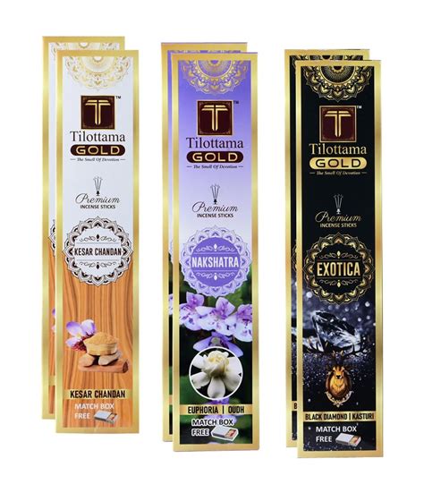 Tilottama Gold 3 in 1 Premium Incense Sticks | Total 600 GM - 3 x 200 ...
