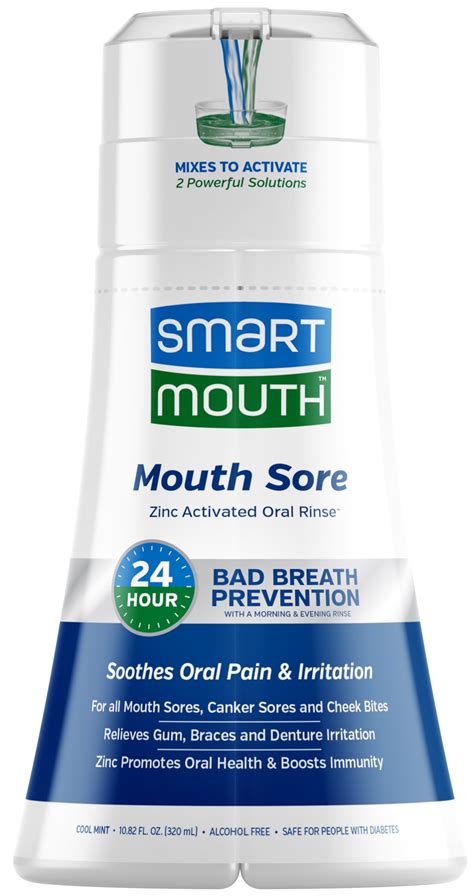 SmartMouth Activated Dual-Solution Mouth Sore Rinse Mouthwash, Cool ...