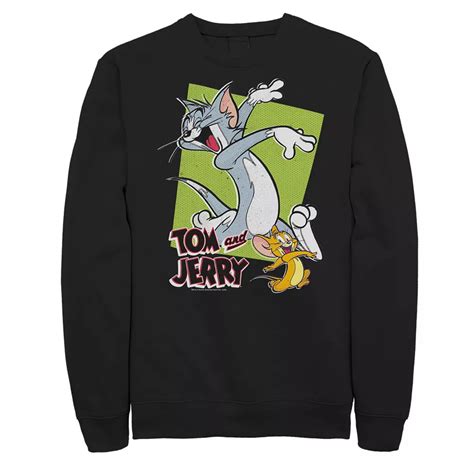 Big & Tall Tom and Jerry Retro Style Green Box Portrait Graphic Fleece