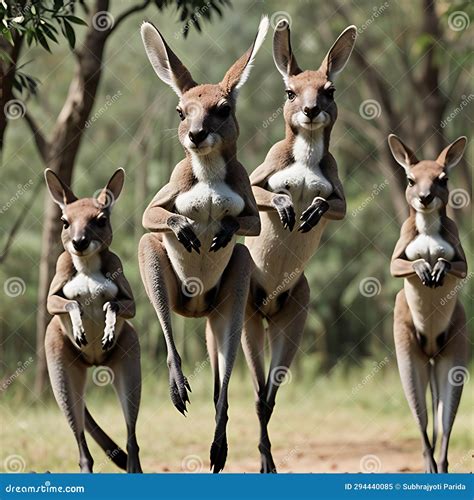 AI Generated Image of a Group of Kangaroos Jumping Together Stock ...