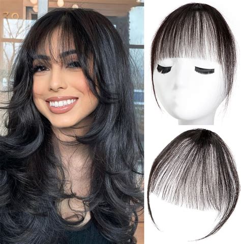 Clip in Bangs 100% Real Human Hair Extensions Clip on Fringe Bangs ...
