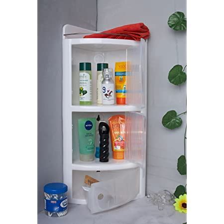 ZOSHOMI Orril Plastic Bathroom Corner Cabinet, Large -White- (Make in ...