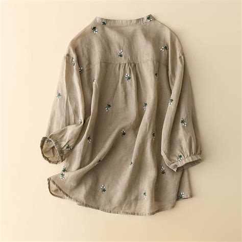 Cotton Floral Embroidered Comfortable Boat Neck Shirt – THE DEER