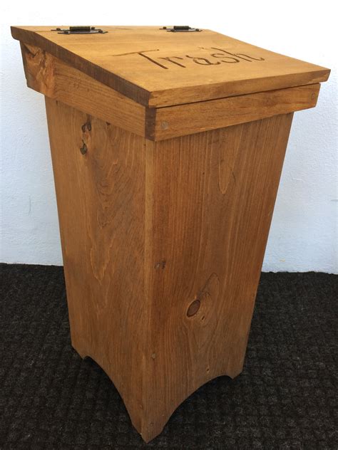 Handmade Pine Wood Trash Bin, Farmhouse Kitchen Decor, 13 Gallon ...